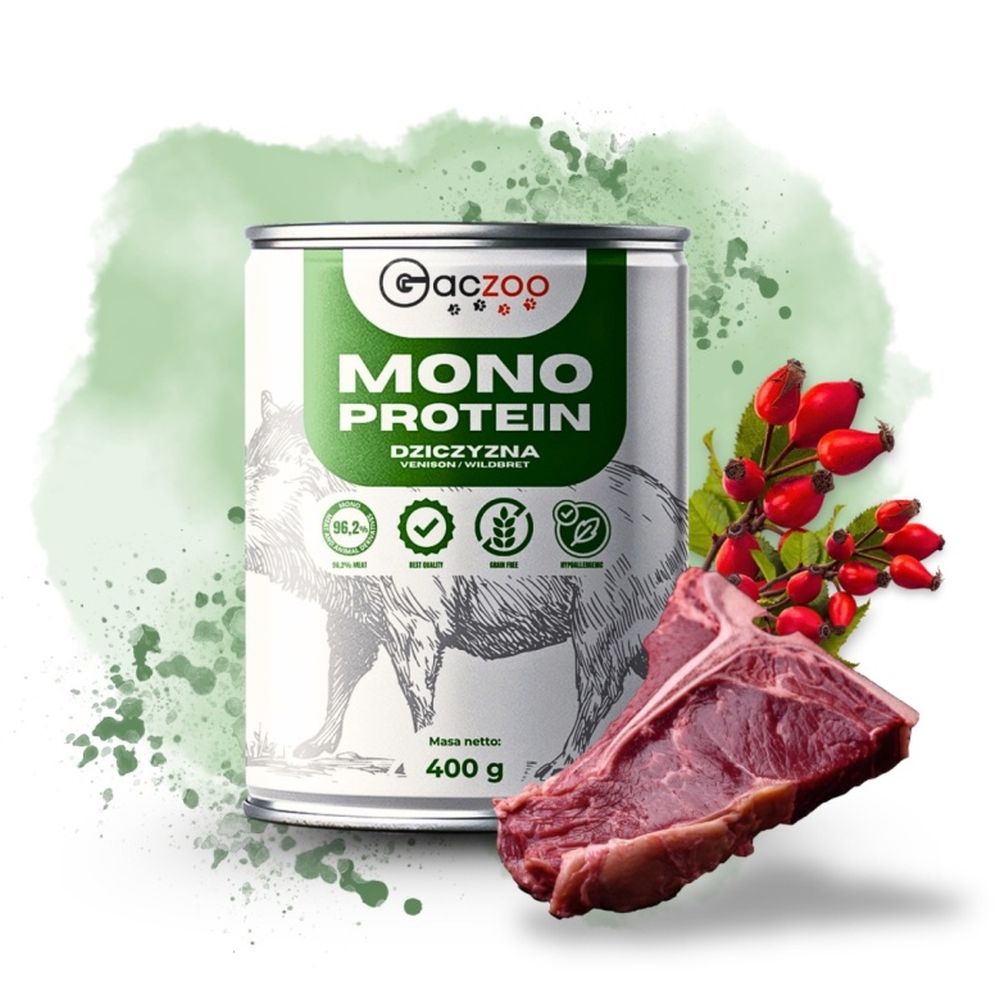 Gaczoo MONO Protein karma mokra dla psa Dzik 12x400g